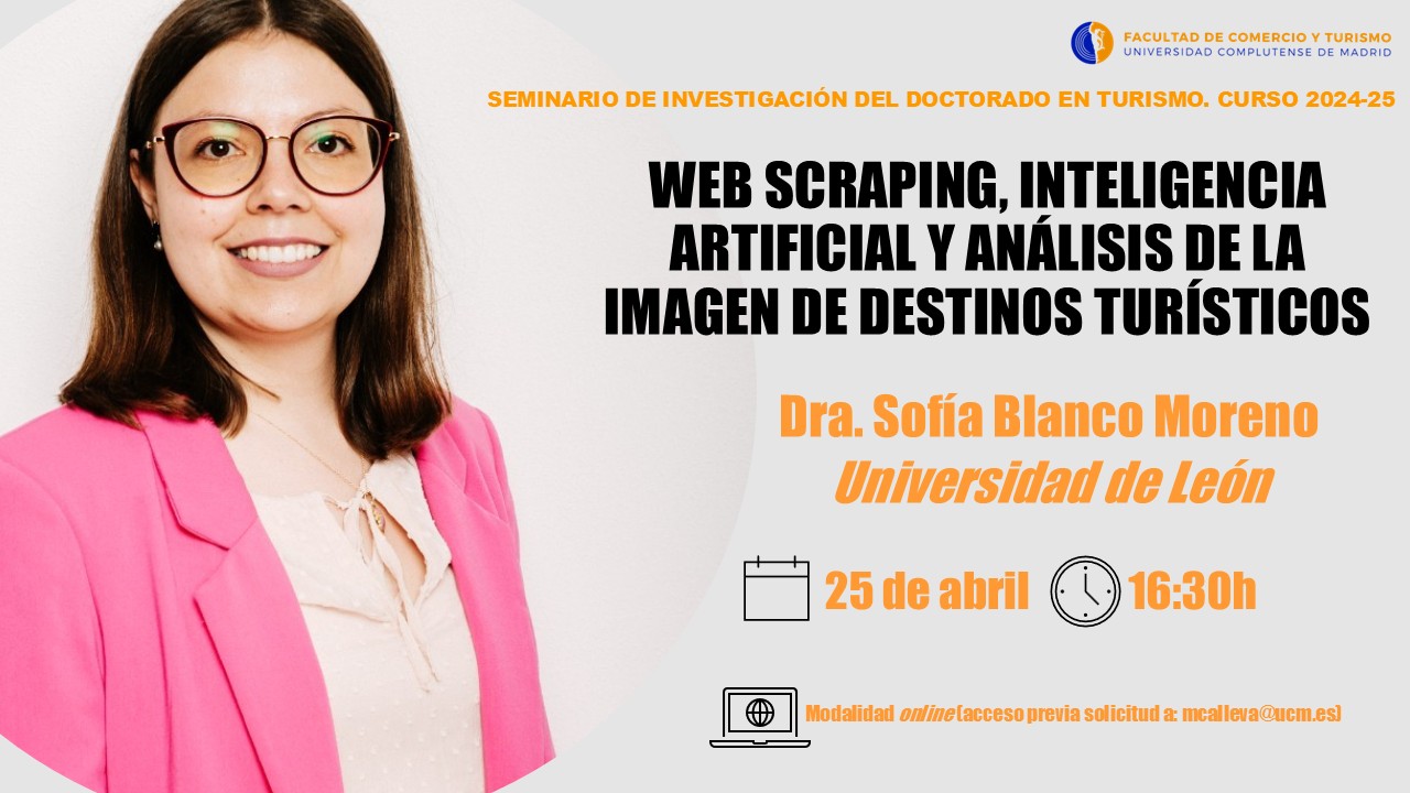 Seminario "Web scrapping, inteligencia artificial y análisis de la imagen de destinos turísticos" 